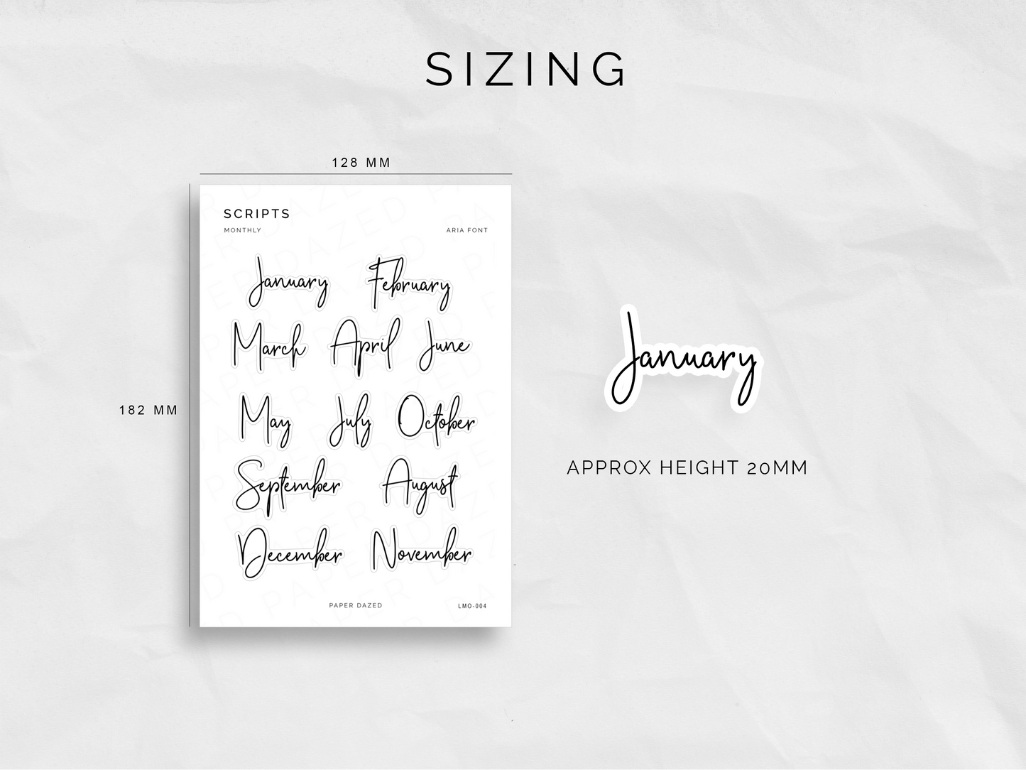 Large Monthly Scripts - ARIA Font