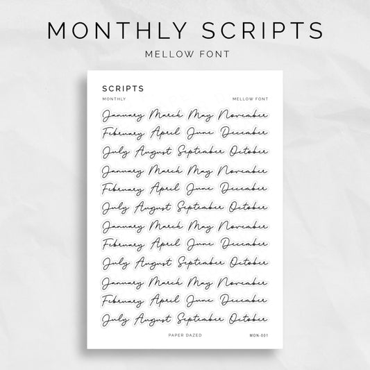 Medium Monthly Scripts - MELLOW Font