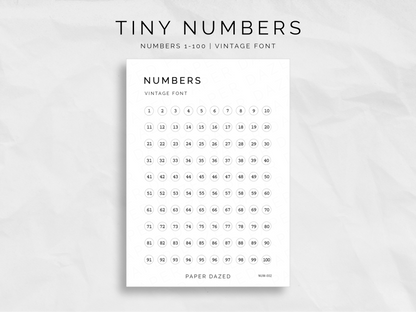 Tiny Circle Number Stickers 1-100 - VINTAGE Font