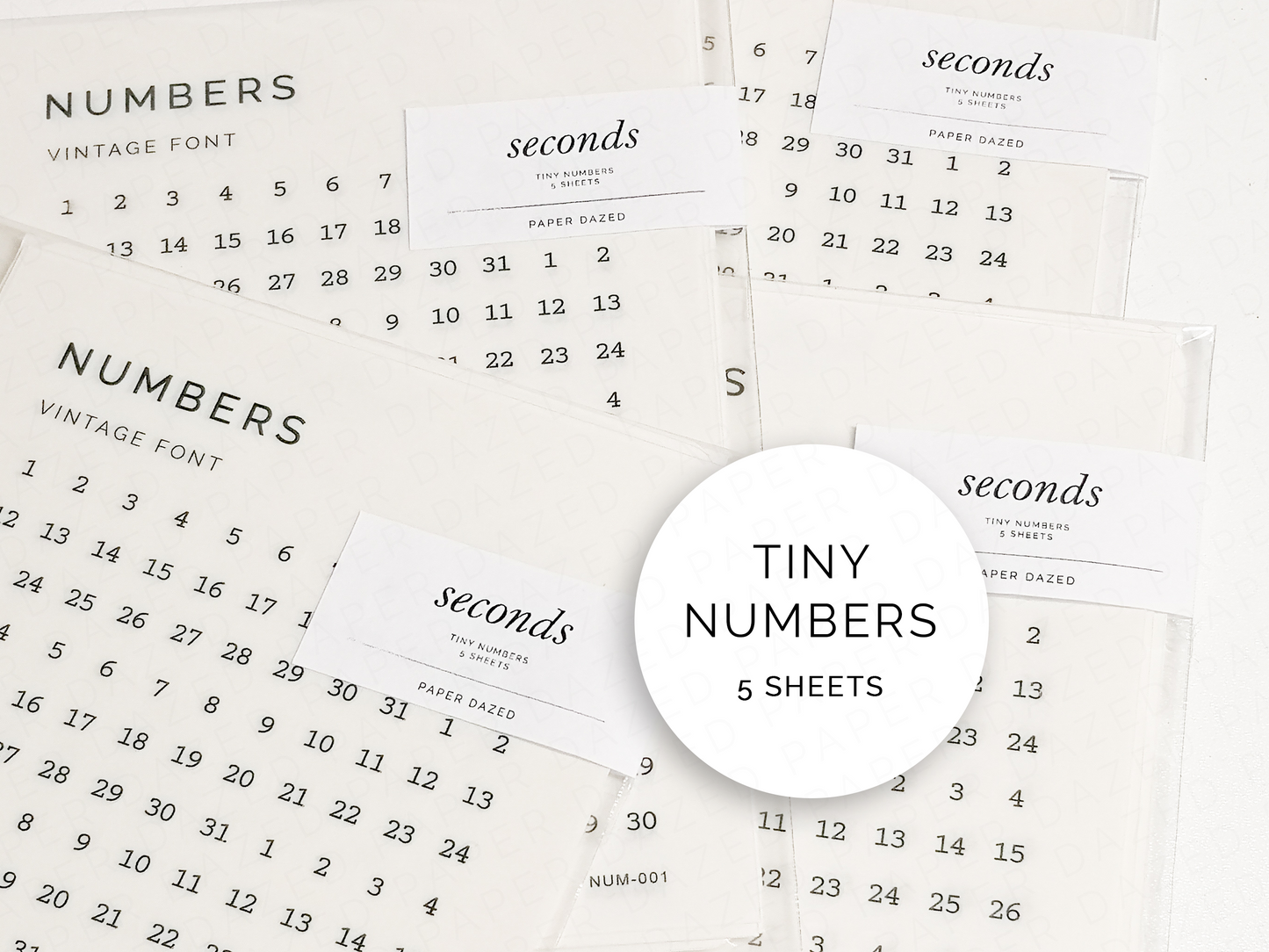 5 sheets of tiny circle date dot seconds sticker bundle