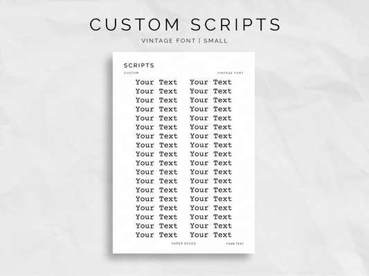 Small Custom Scripts - VINTAGE Font