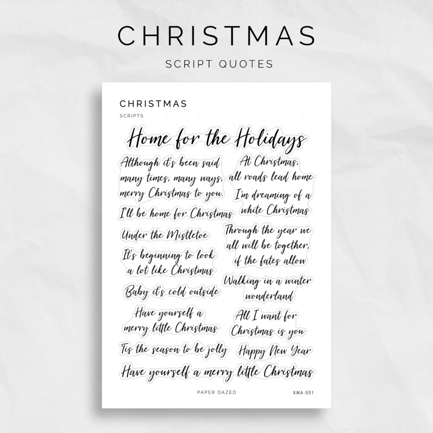 Christmas Script Quotes Sticker Sheet