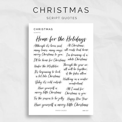 Christmas Script Quotes Sticker Sheet