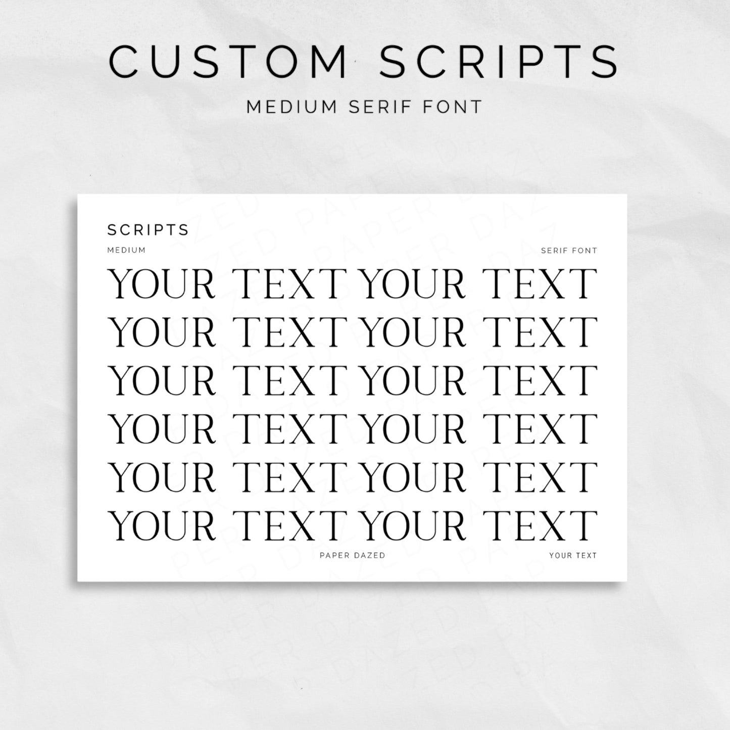 Medium Custom Scripts - SERIF Font