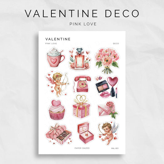 Pink Love Valentine's Day Deco Stickers