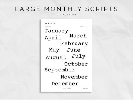 Large Monthly Scripts - VINTAGE Font