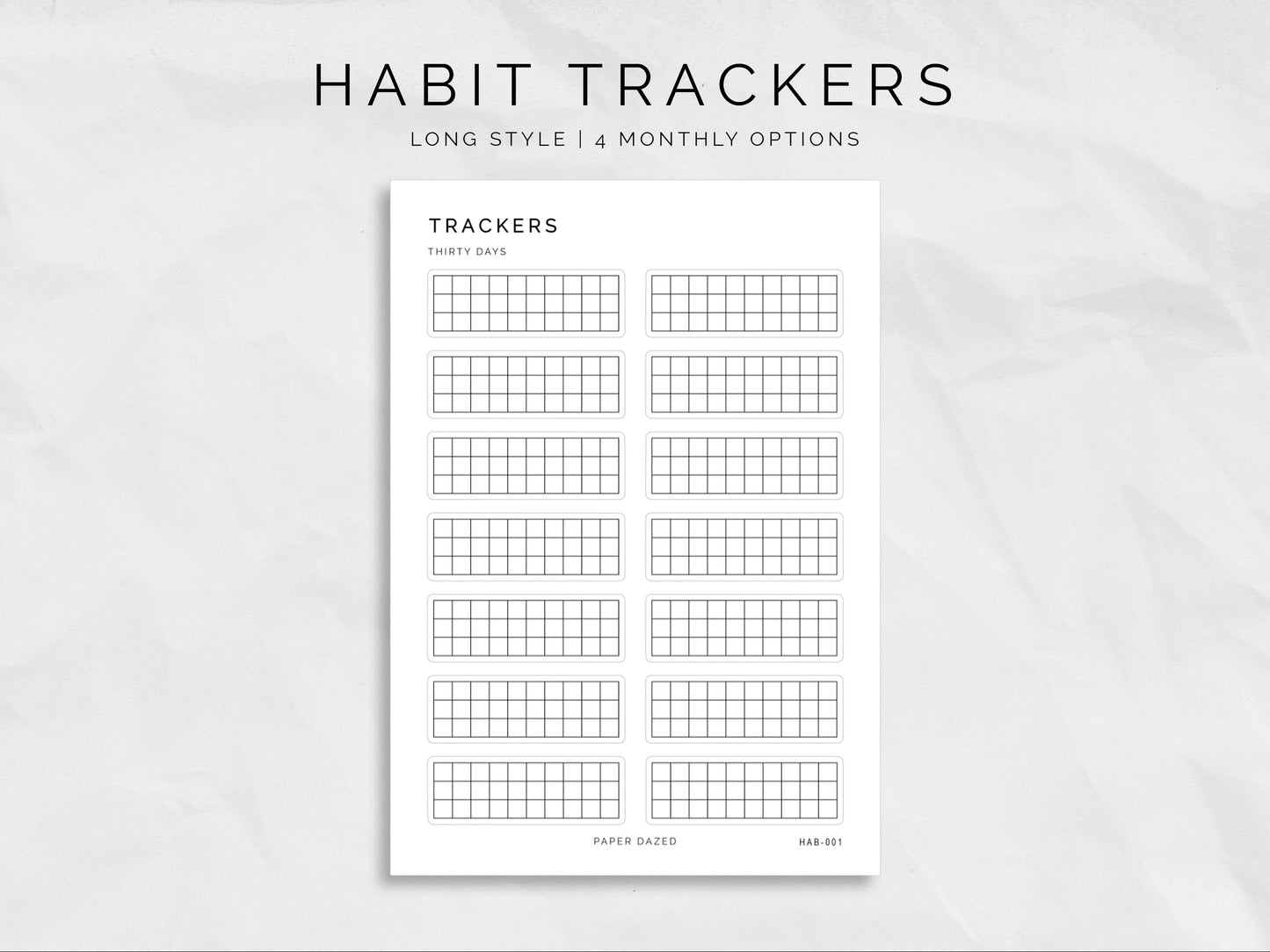 Long Style Monthly Habit Tracker Stickers