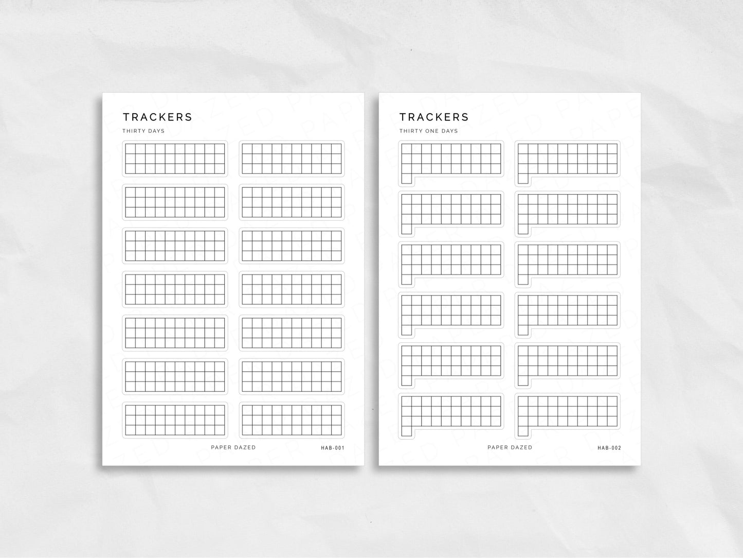 Long Style Monthly Habit Tracker Stickers