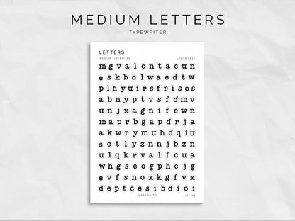 Medium Typewriter Letters Sticker Sheet