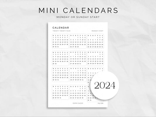 2024 Mini Calendar Stickers